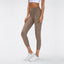 High-waisted Rib Hollowed-out Gauze Nude Yoga Pants