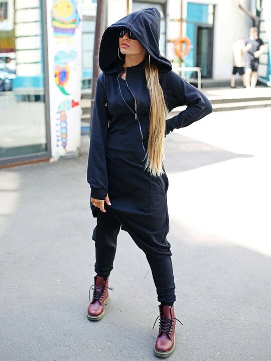 Solid Hooded Zipper Yoga Jumpsuits