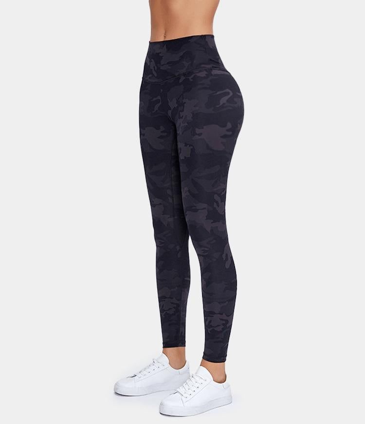 High Waisted Camo Waistband Pocket Leggings