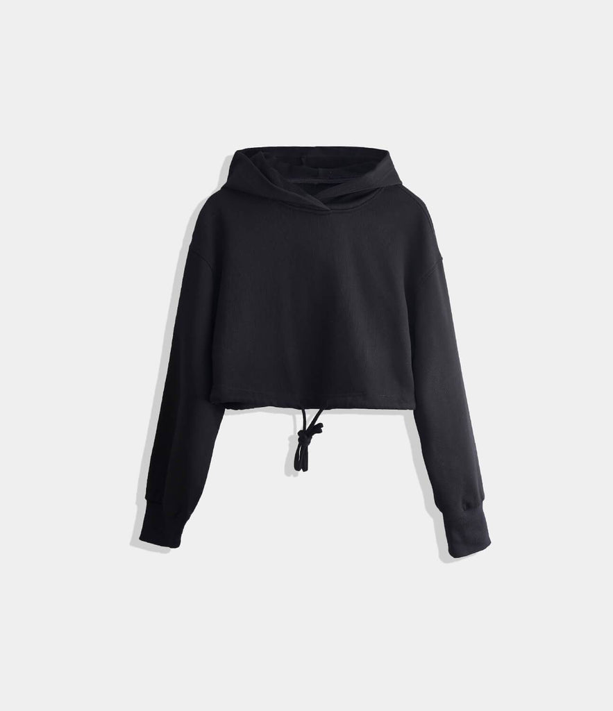 Solid Color Cropped Hoodie